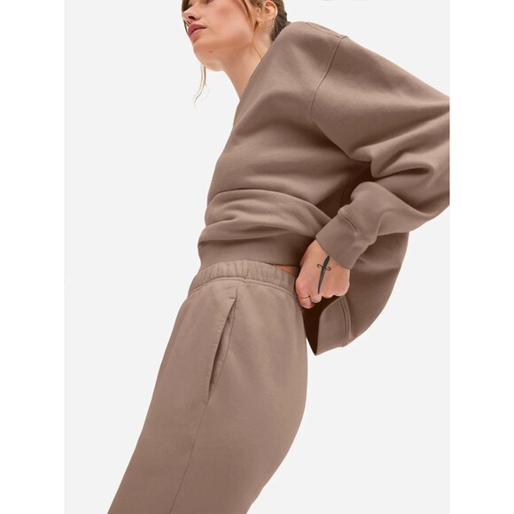 Mate The Label Organic Fleece Relaxed Pocket Jogger Sweatpants MUS TAN $128 XS - Picture 4 of 6